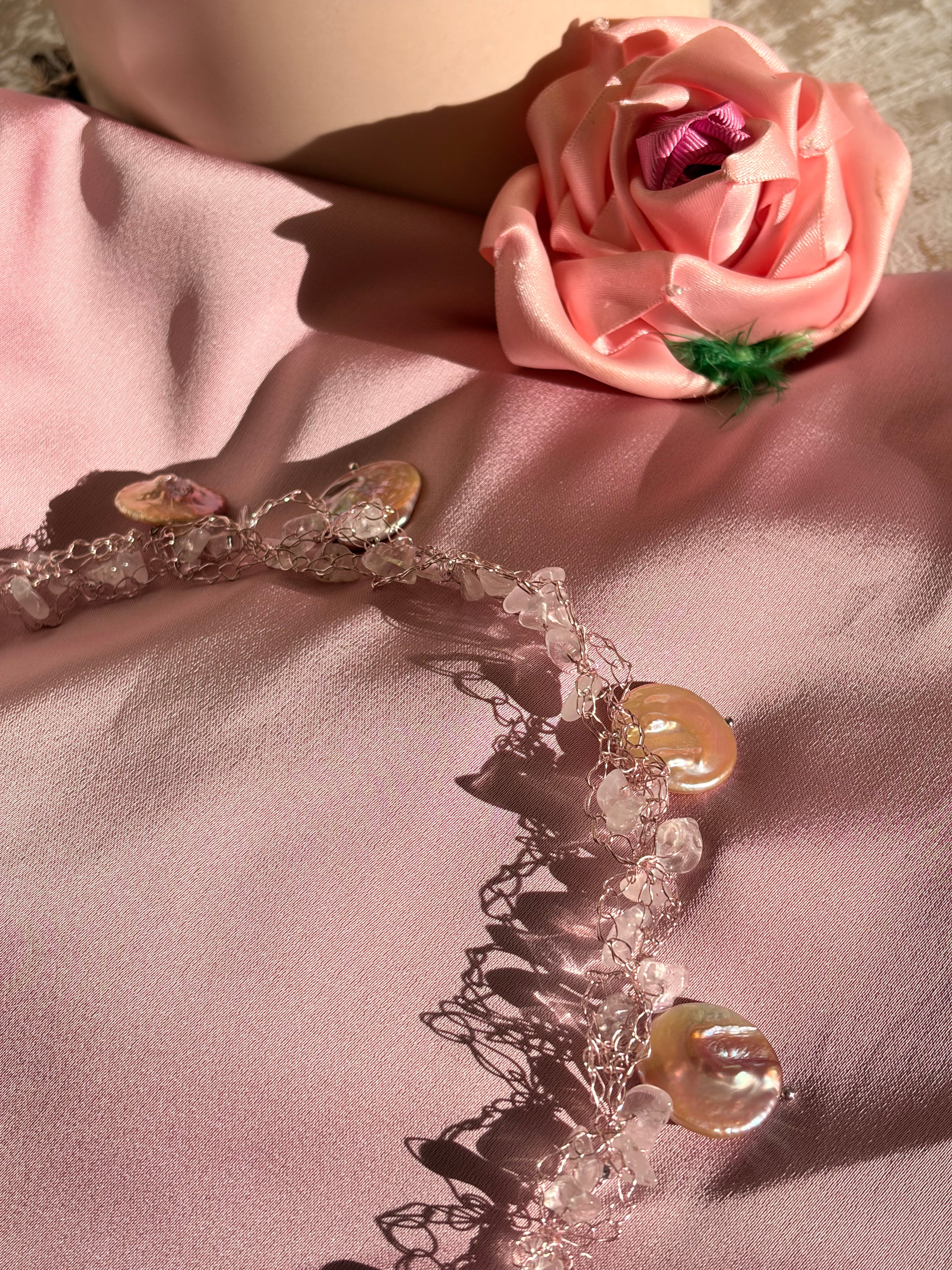 “Rose”- rose quartz and pearls Necklace