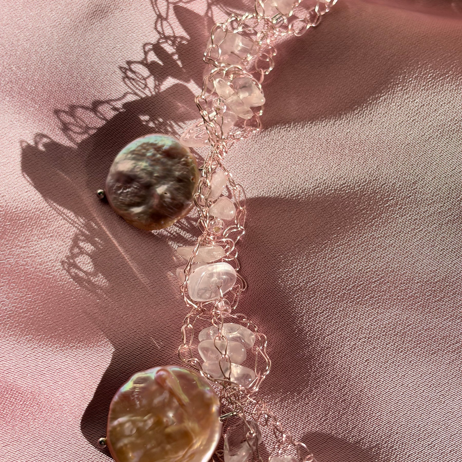“Rose”- rose quartz and pearls Necklace