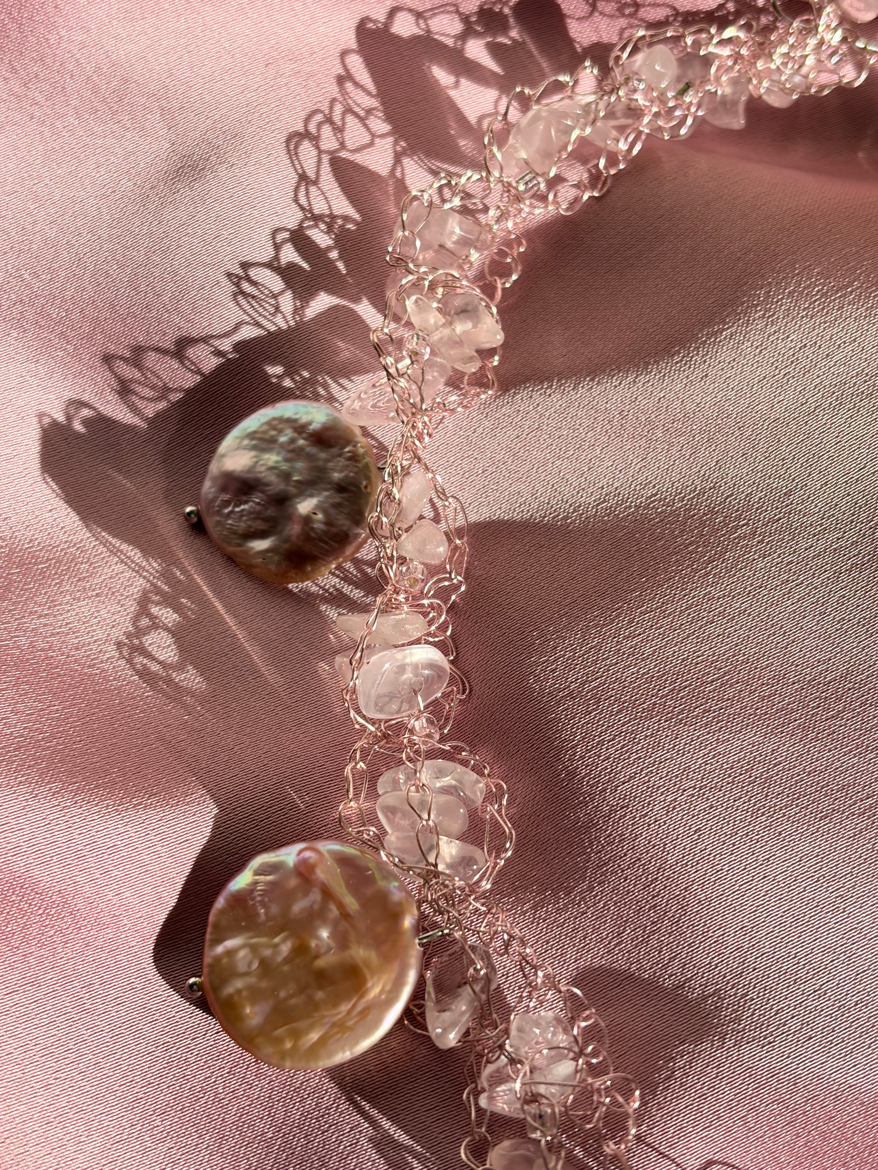 “Rose”- rose quartz and pearls Necklace