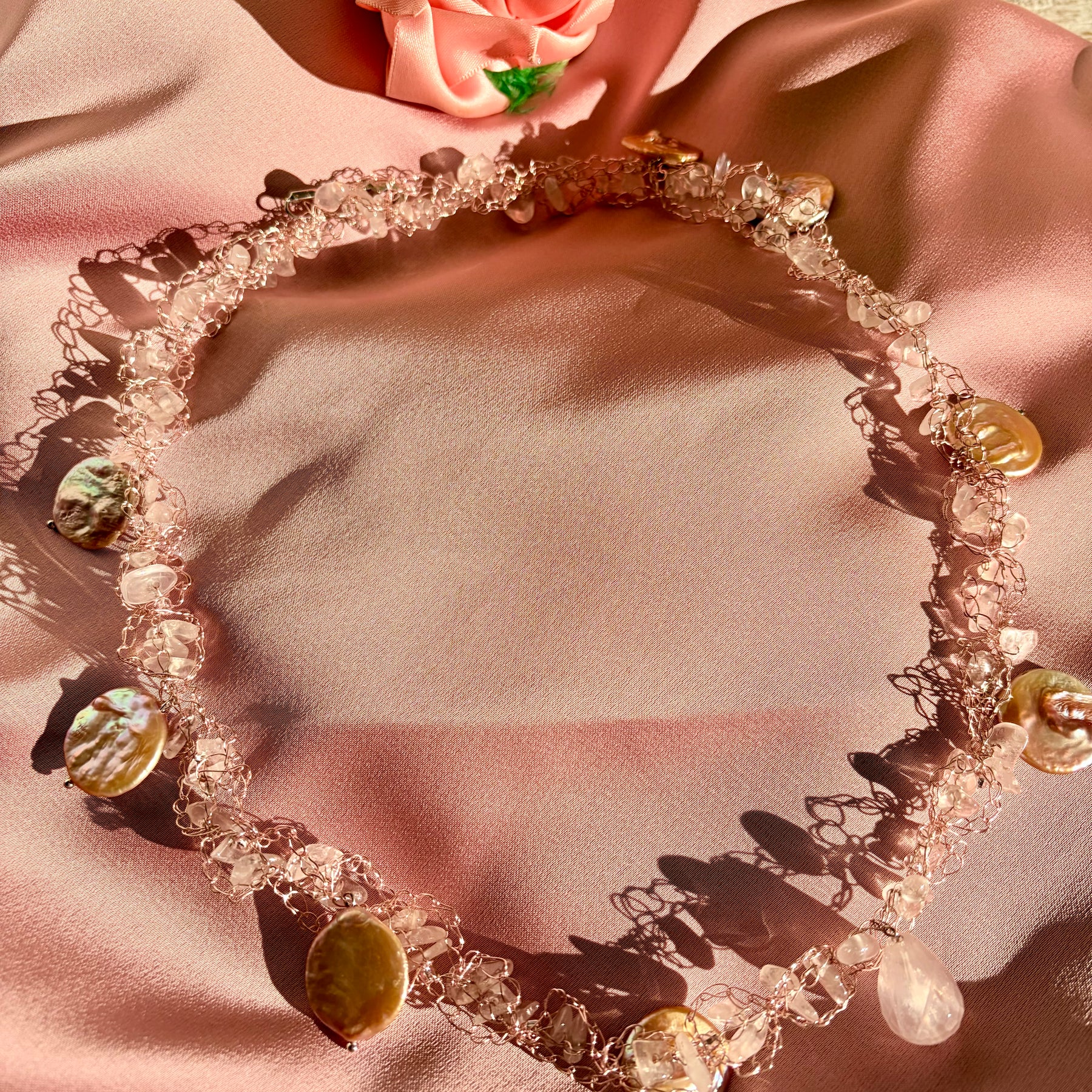 “Rose”- rose quartz and pearls Necklace