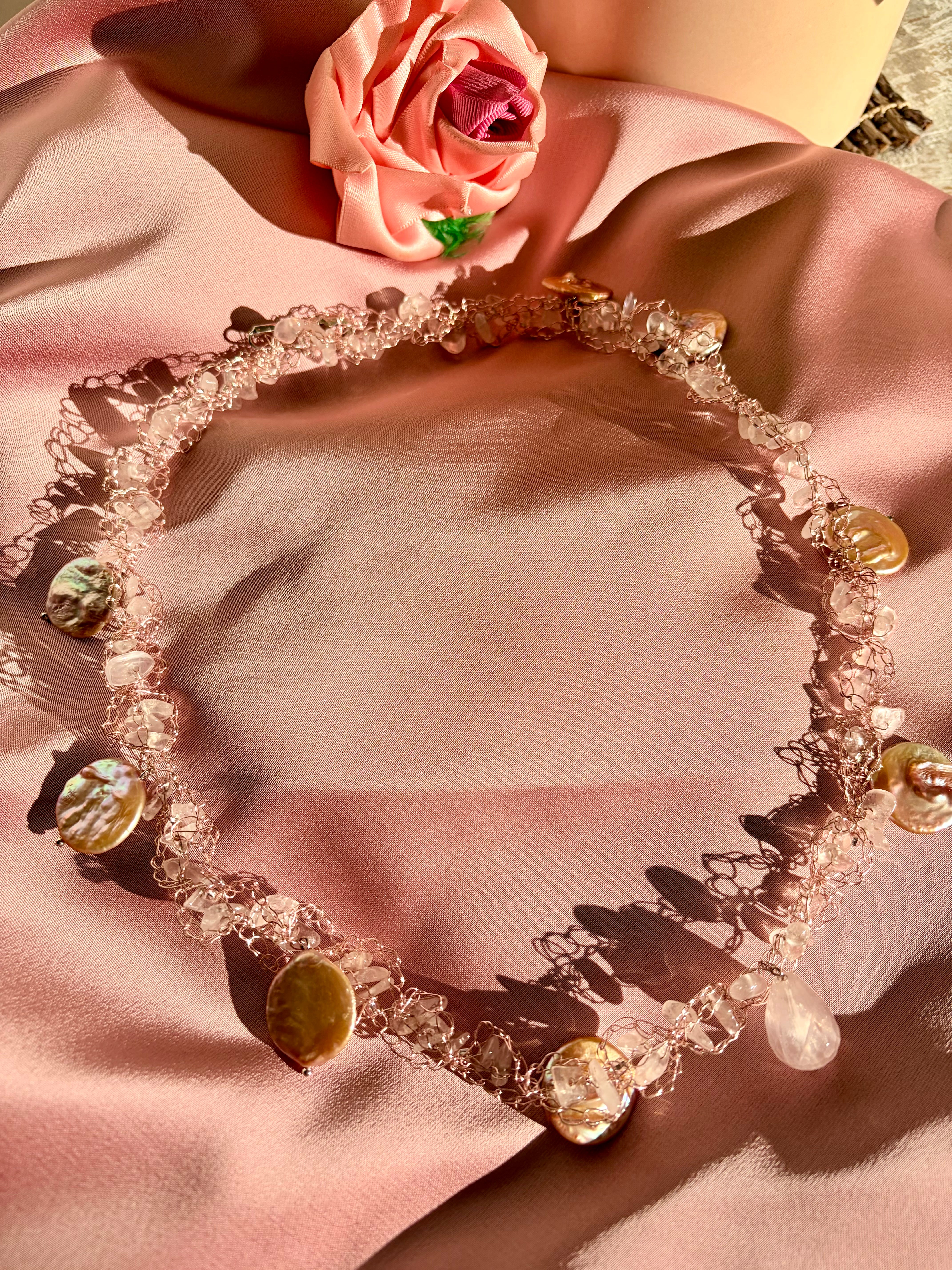 “Rose”- rose quartz and pearls Necklace