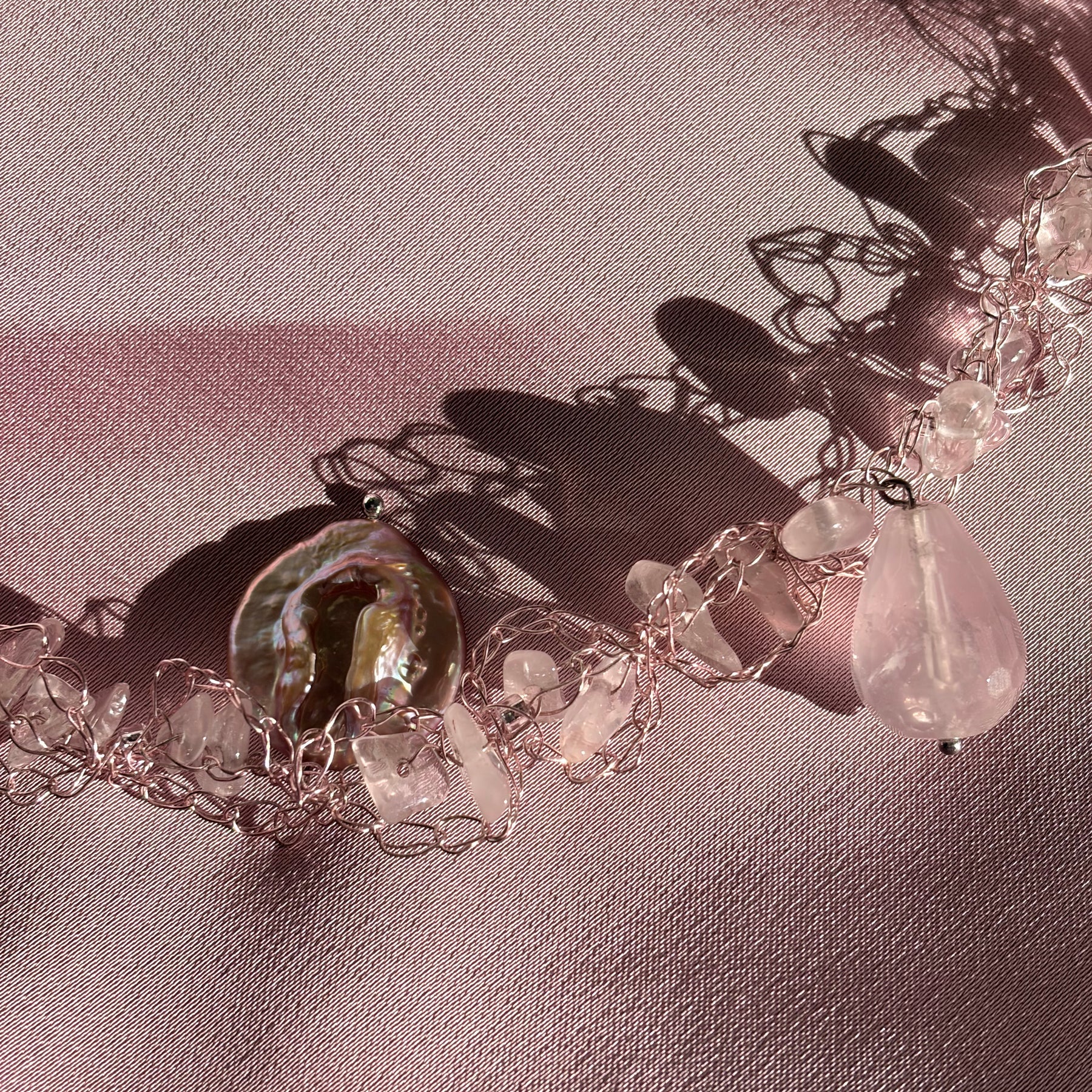 “Rose”- rose quartz and pearls Necklace
