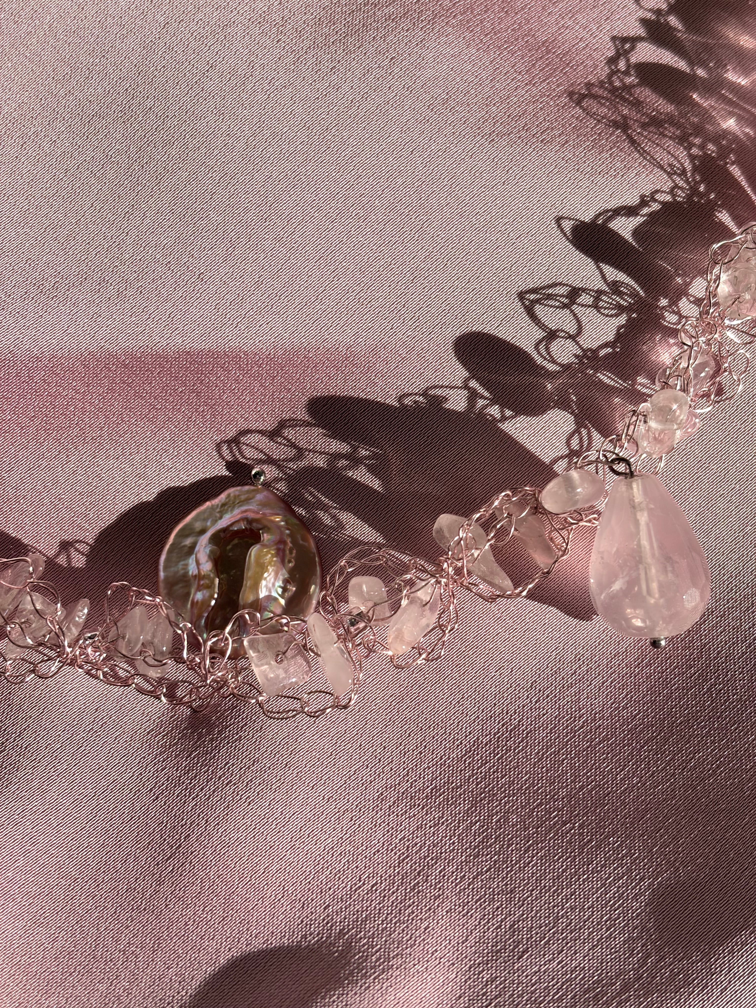 “Rose”- rose quartz and pearls Necklace