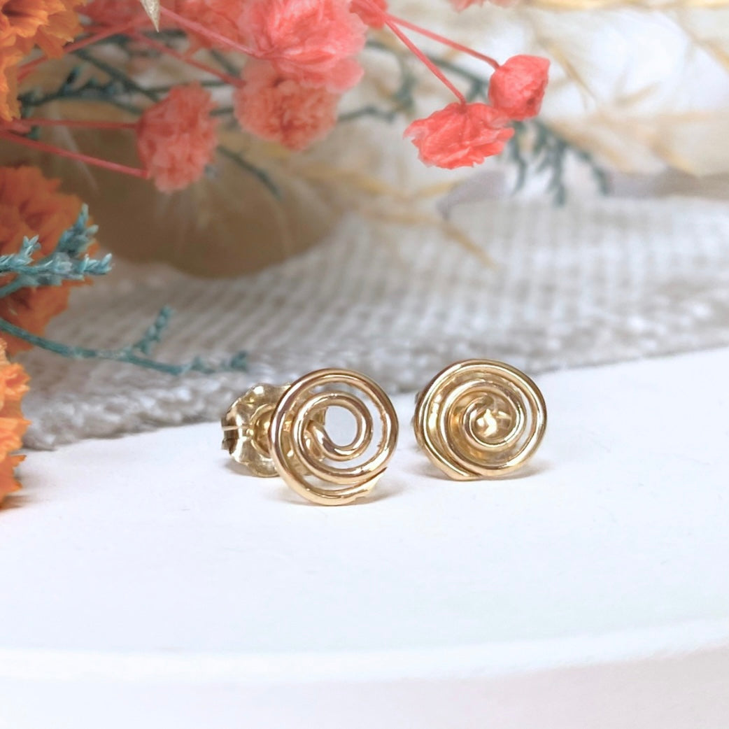 NEW Small Round Spiral stud earrings | 14k Gold-filled | Easy to style