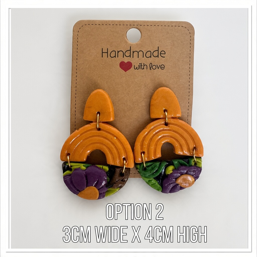Handcrafted Wildflower Contrast Statement Polymer Clay Earring Collection