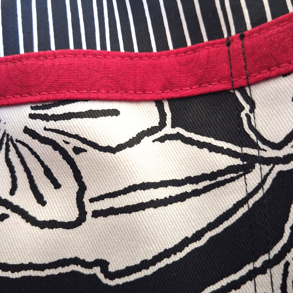 Anchored Tote - Black & White Hibiscus