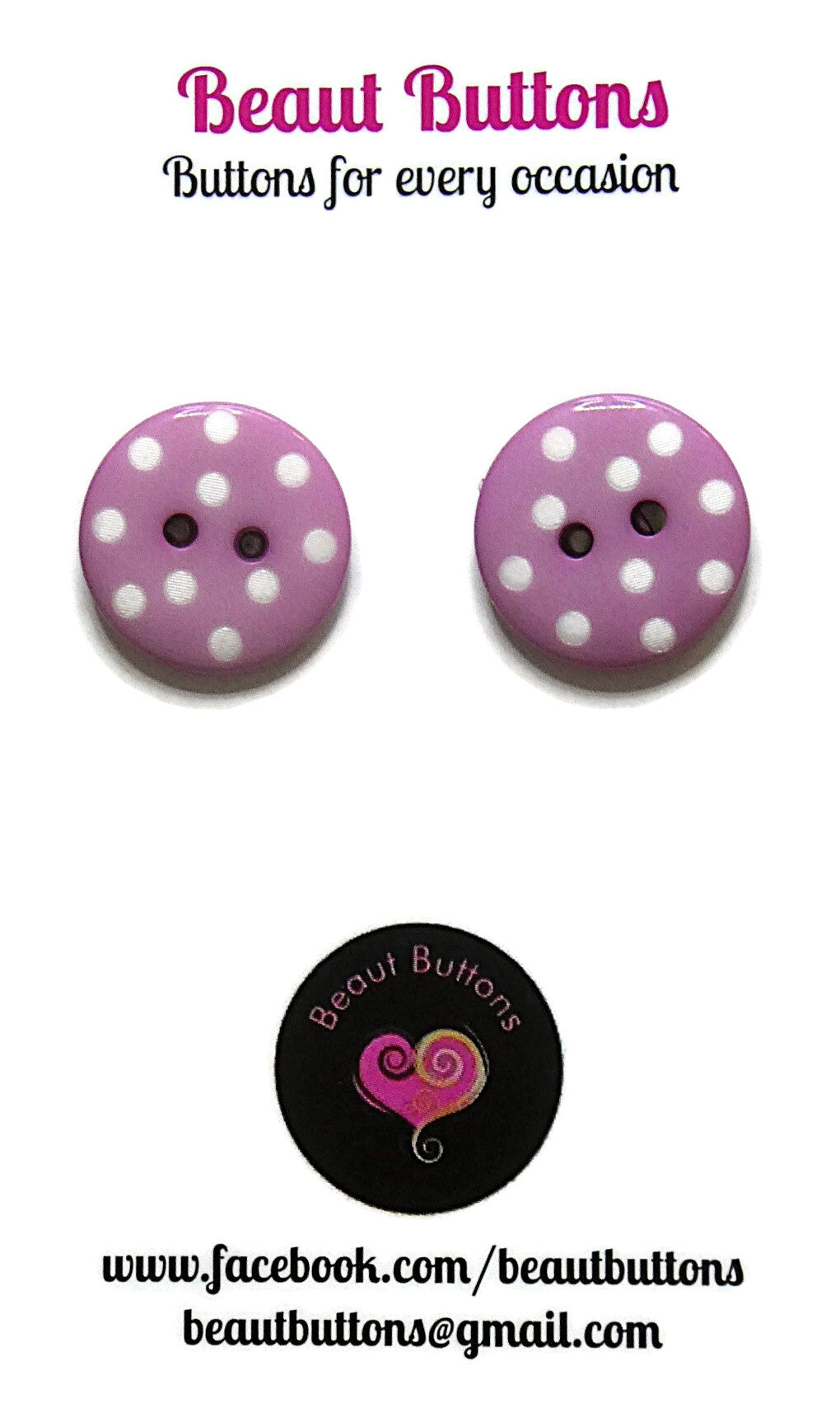 Button necklace and stud earrings - Lilac Delight
