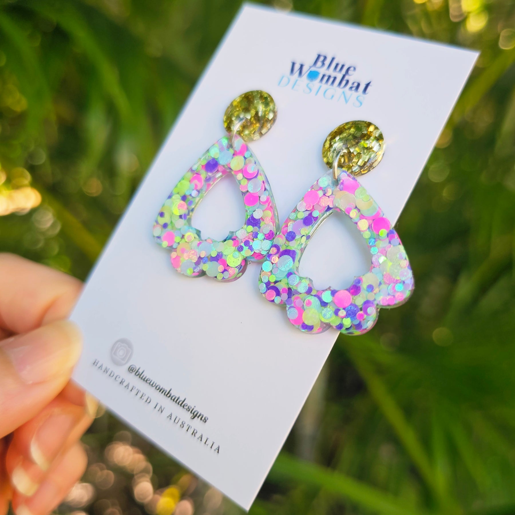 Colourful Glitter Resin Dangle Earrings