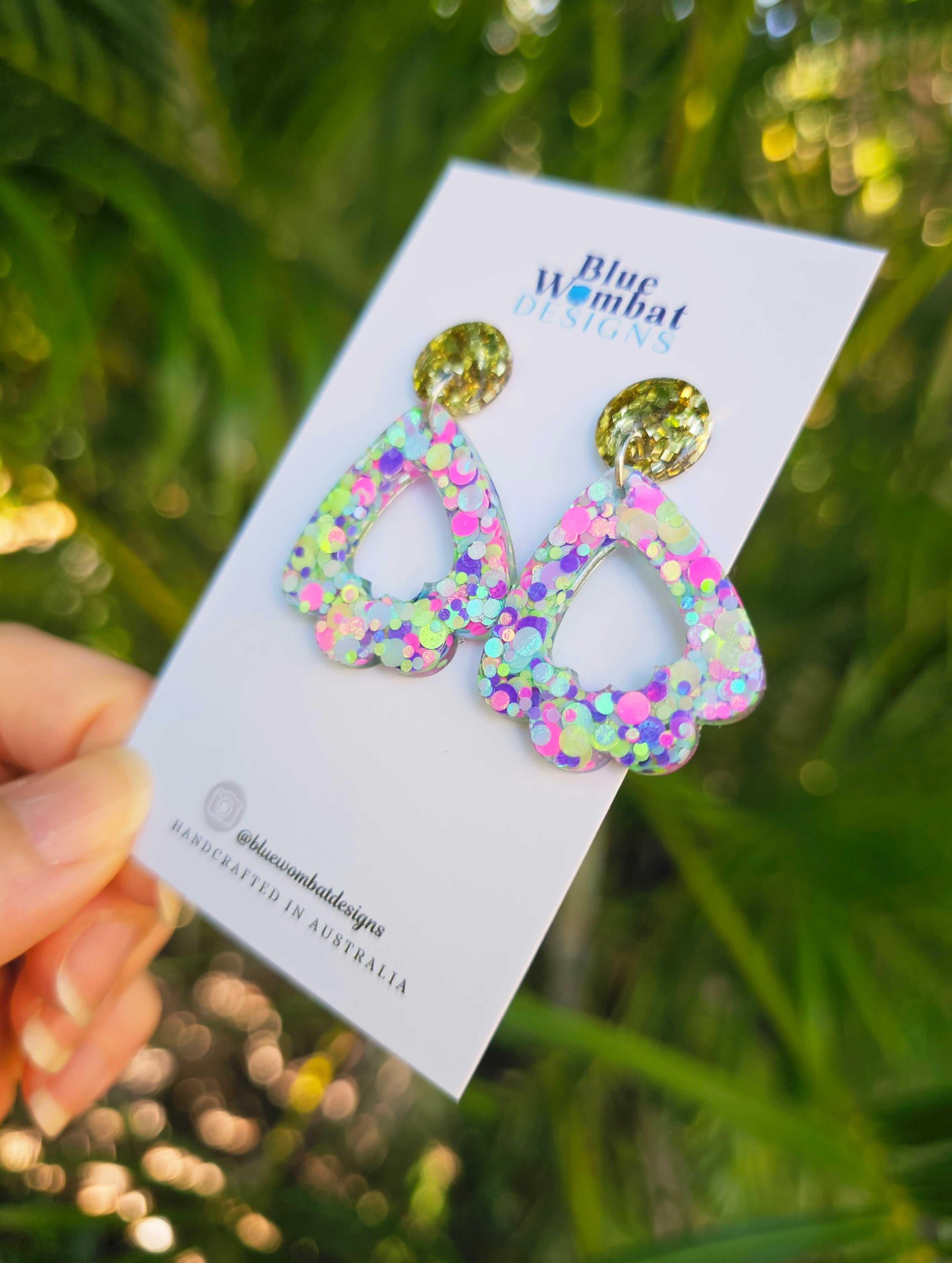 Colourful Glitter Resin Dangle Earrings
