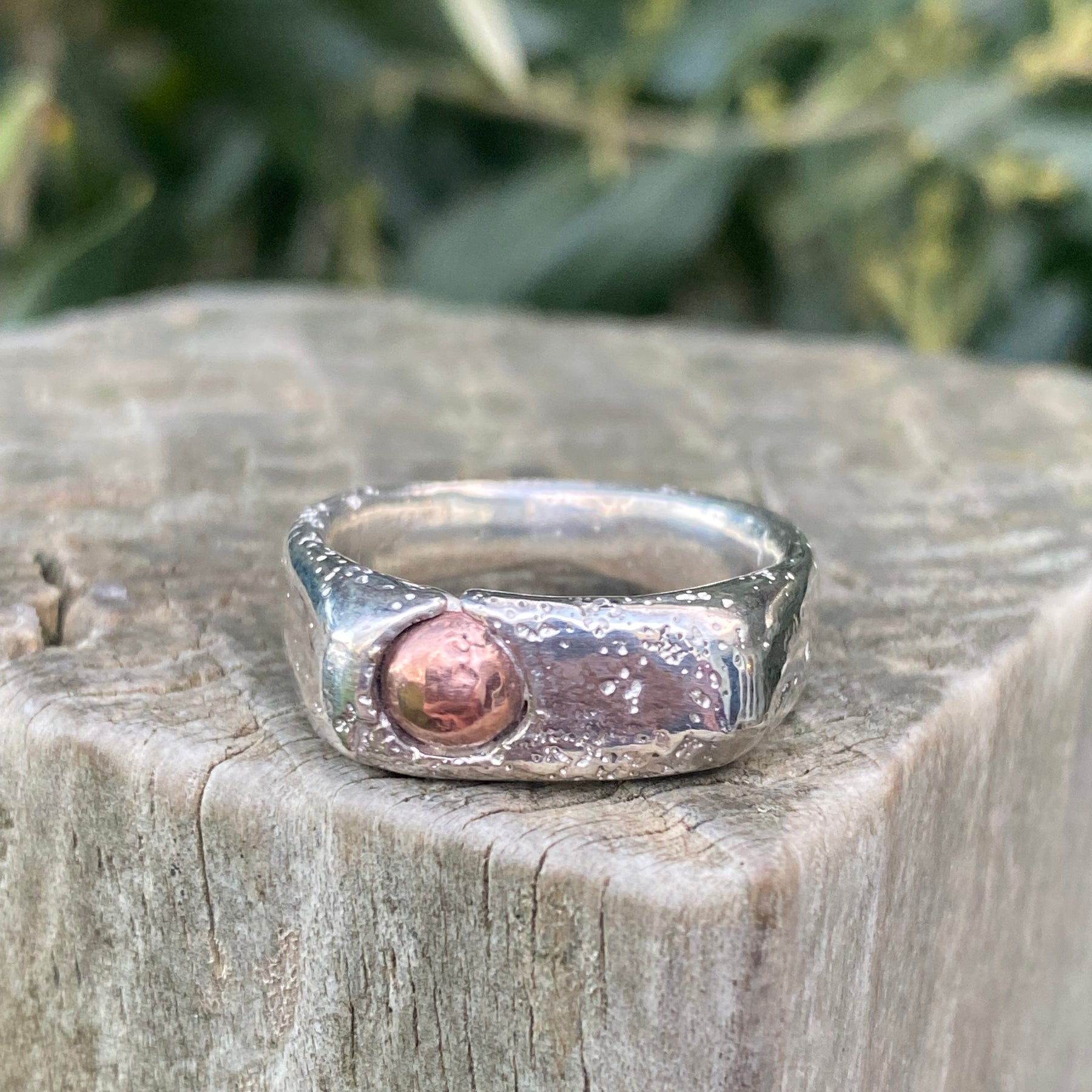 Copper Rockpool Signet Ring – Size S1/2Sterling Silver and Copper