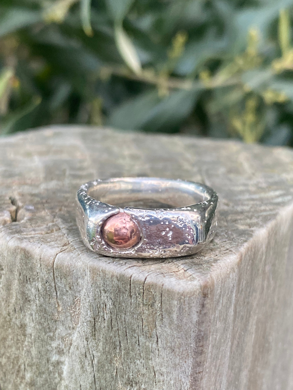 Copper Rockpool Signet Ring – Size S1/2Sterling Silver and Copper