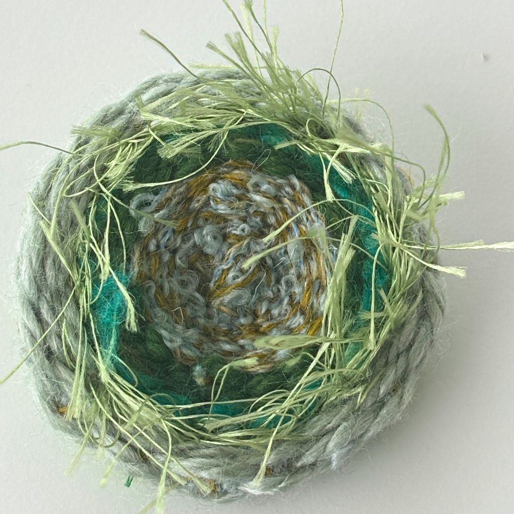 Handwoven Brooch - Small Green