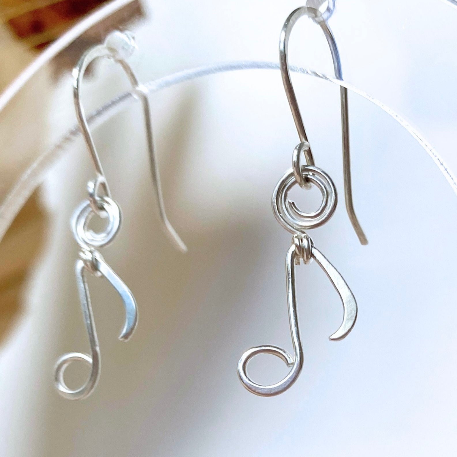 Music dangle earrings | Treble clef, Quaver, Double quaver | Sterling silver, Gold-filled, Stainless steel | Music lover gift