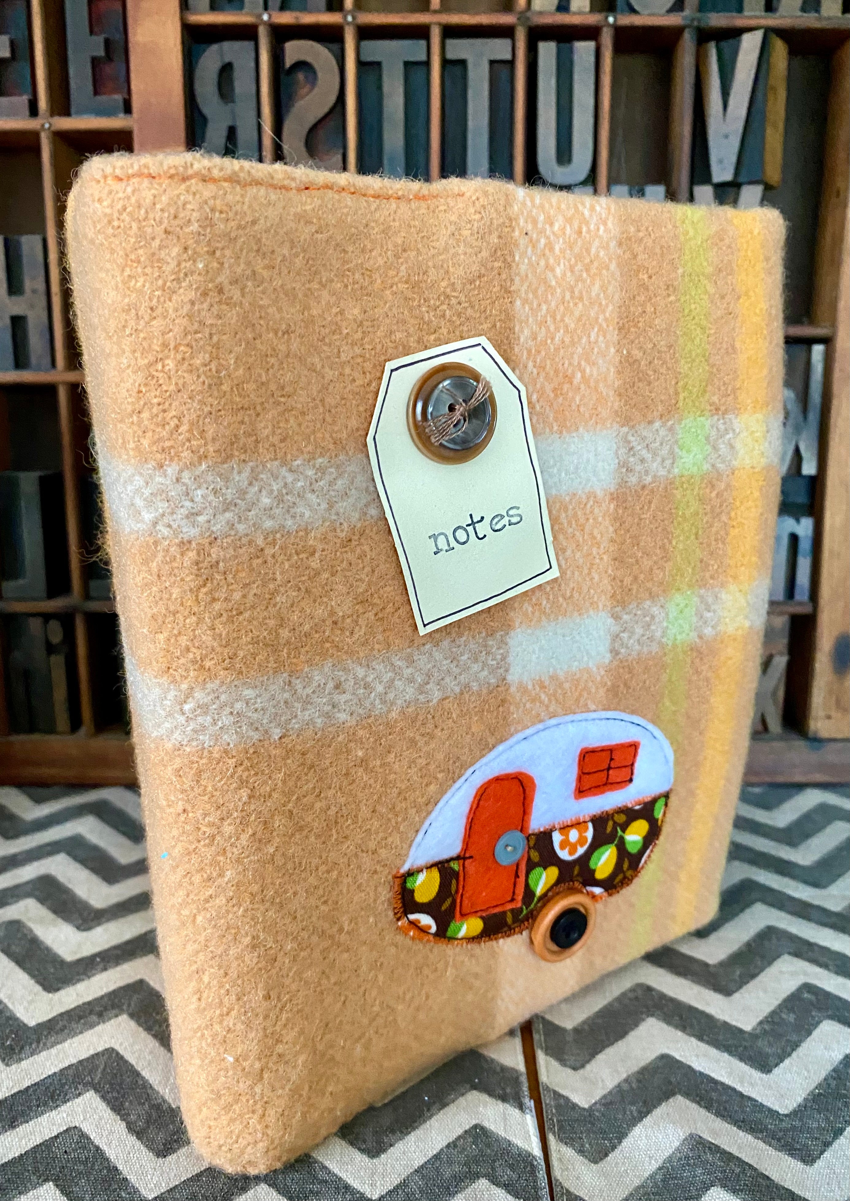 A5 Upcycled Notebook Caravan - Orange