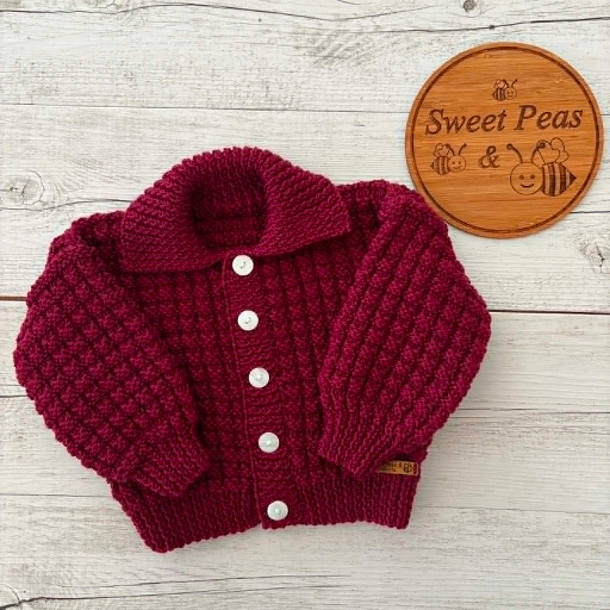 Hand Knitted Baby Cardigan & Hat