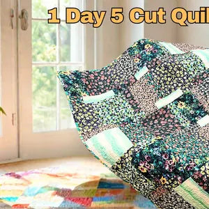 Easy 5-Cut Fat Quarter Quilt Pattern: Beginner PDF Tutorial (Lap Size 50"x60")