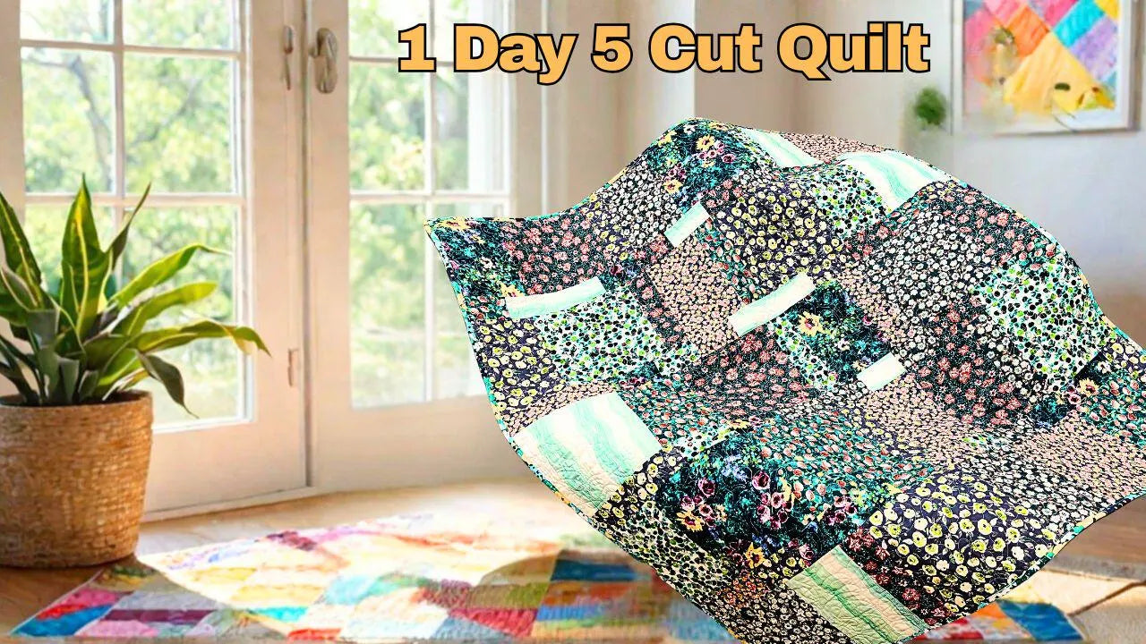 Easy 5-Cut Fat Quarter Quilt Pattern: Beginner PDF Tutorial (Lap Size 50"x60")