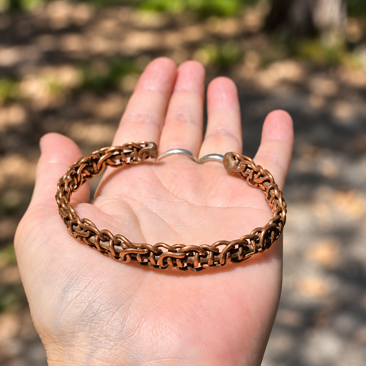 Handmade Woven Copper Cuff Bracelet B009