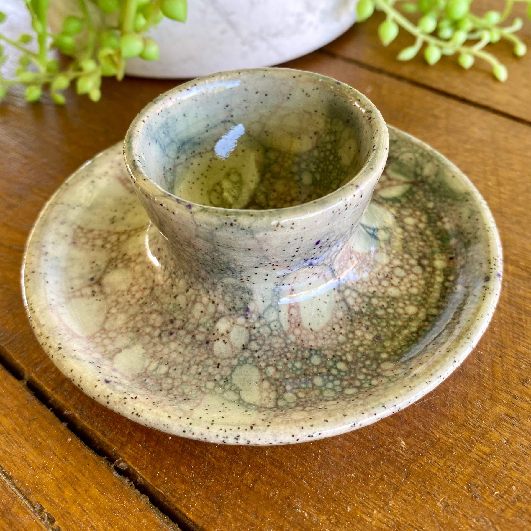 Ceramic Egg Cup with Spoon Rest|Handmade Pottery