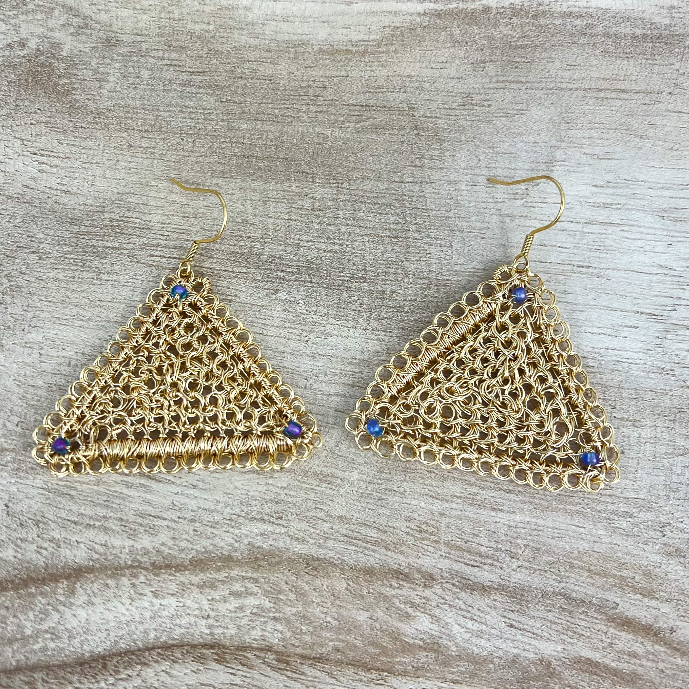 Gold triangle earrings, Peruvian