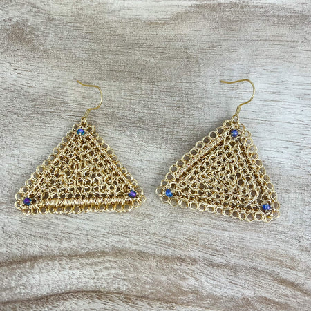 Gold triangle earrings, Peruvian