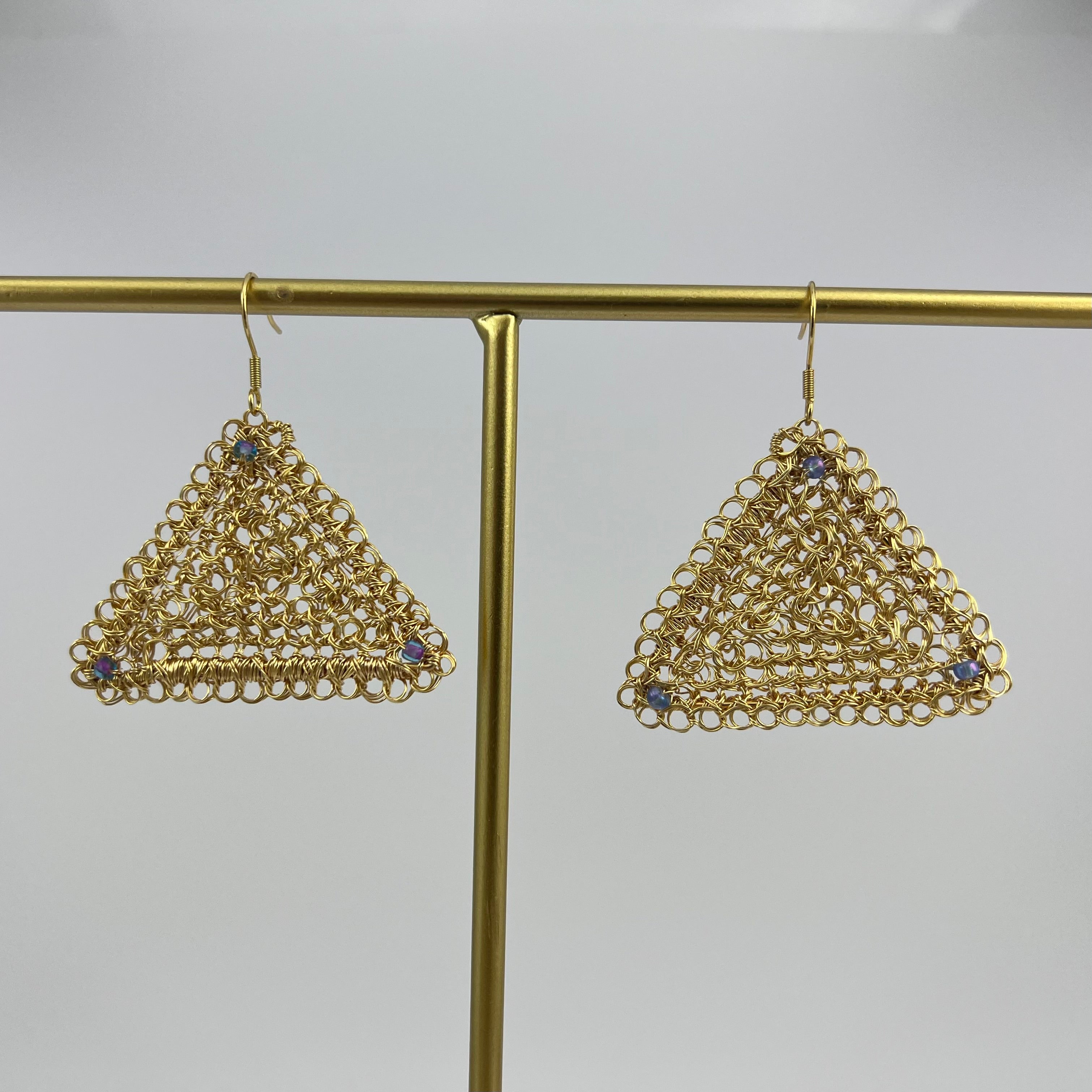 Gold triangle earrings, Peruvian