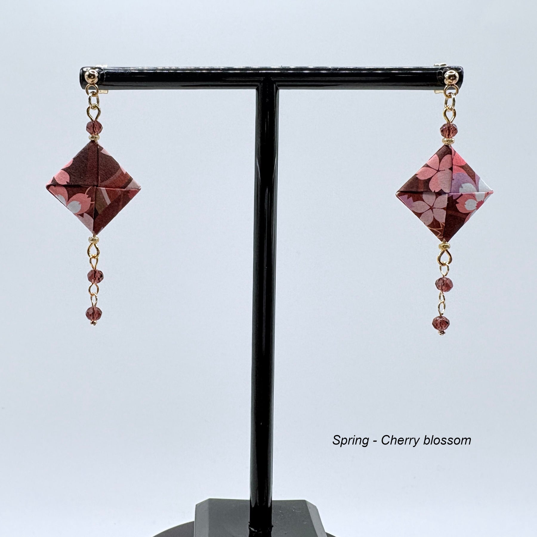 Origami Earrings – Botanicals of the Seasons – Set of 4.  Japanese Paper Jewellery