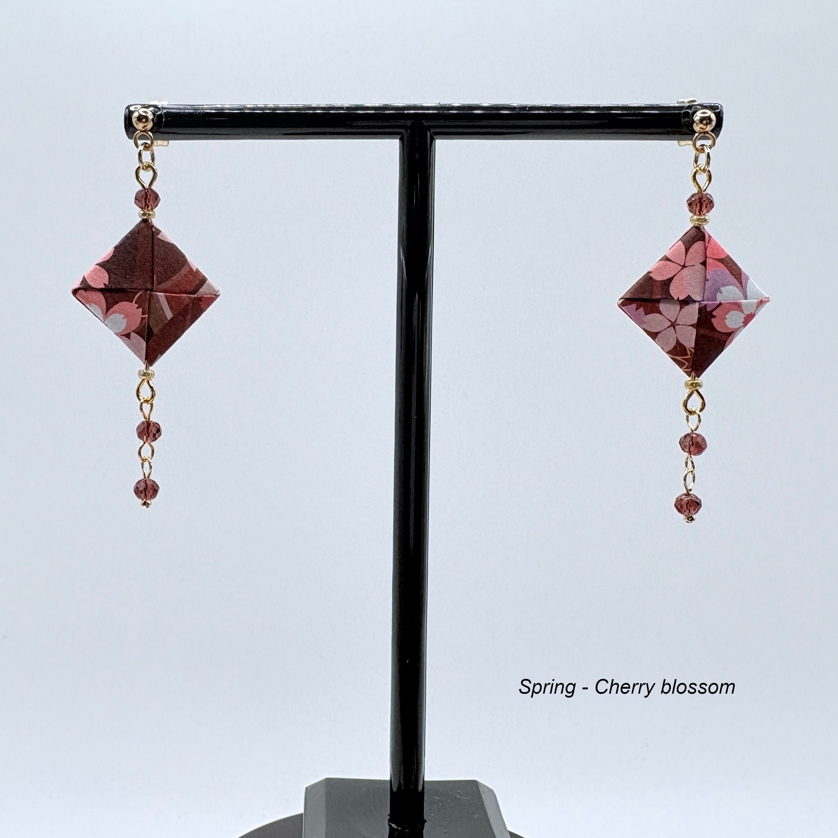 Origami Earrings – Botanicals of the Seasons – Set of 4.  Japanese Paper Jewellery