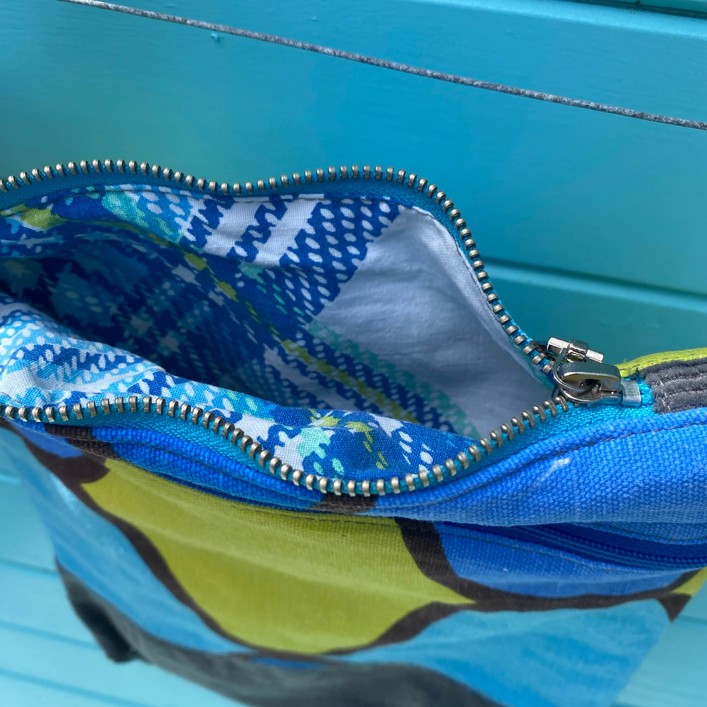 Lemon Sky Handmade Crossbody Bag Upcycled Vintage Fabrics & Denim Made