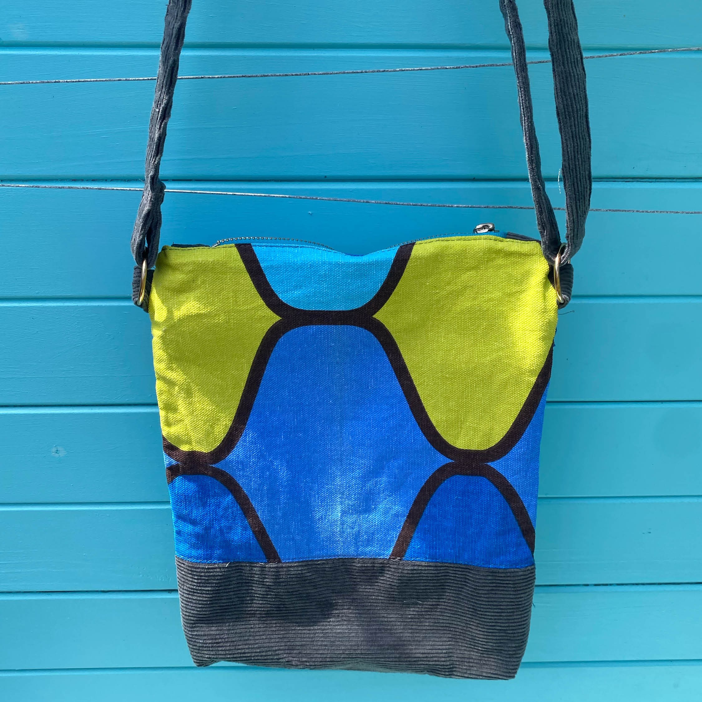 Lemon Sky Handmade Crossbody Bag Upcycled Vintage Fabrics & Denim Made