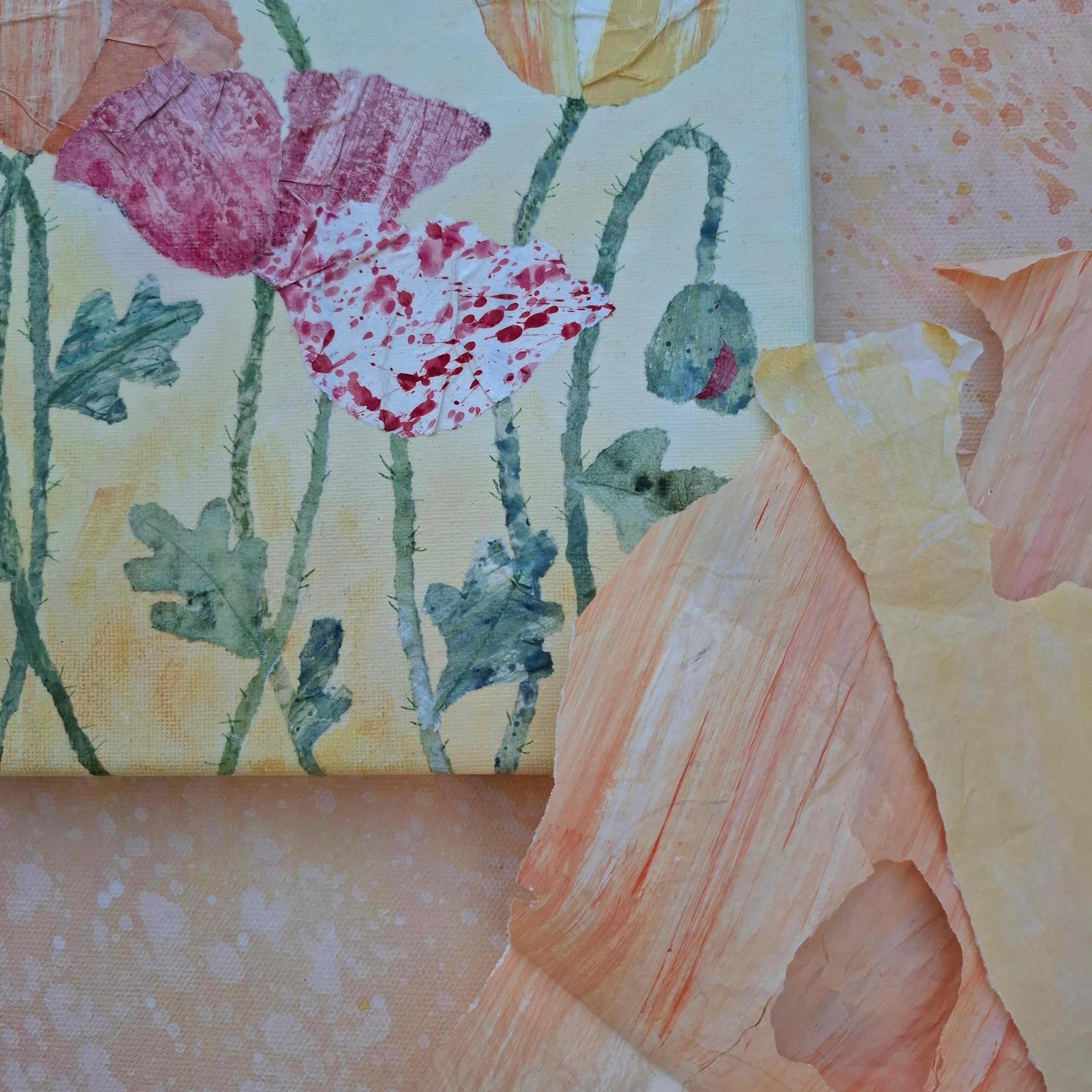 ORIGINAL ARTWORK - Swaying Poppies - 20cm x 20cm
