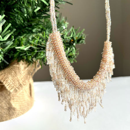 SHIMMER NUDE | Silver Crystal | 2 colors | festive necklace | beaded handmade