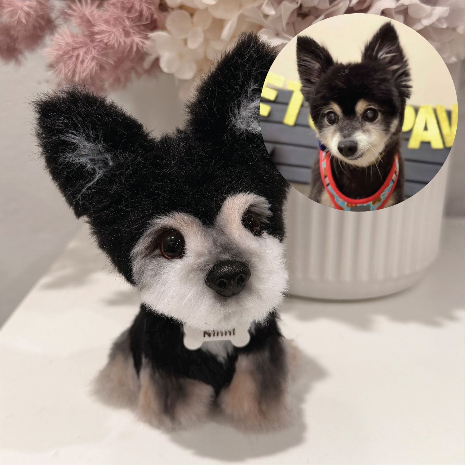 Custom Dog Replica from Photo, Poseable Art Doll, Pet Memorial Keepsake - Handmade Soft Sculpture, Personalised Plushie Ornament
