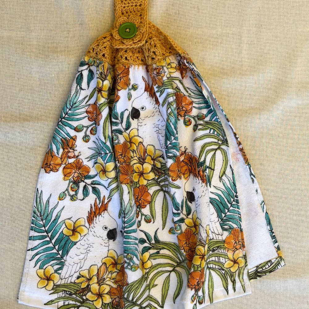 Crochet-Topped Cotton Hanging Towel - AUSTRALIAN