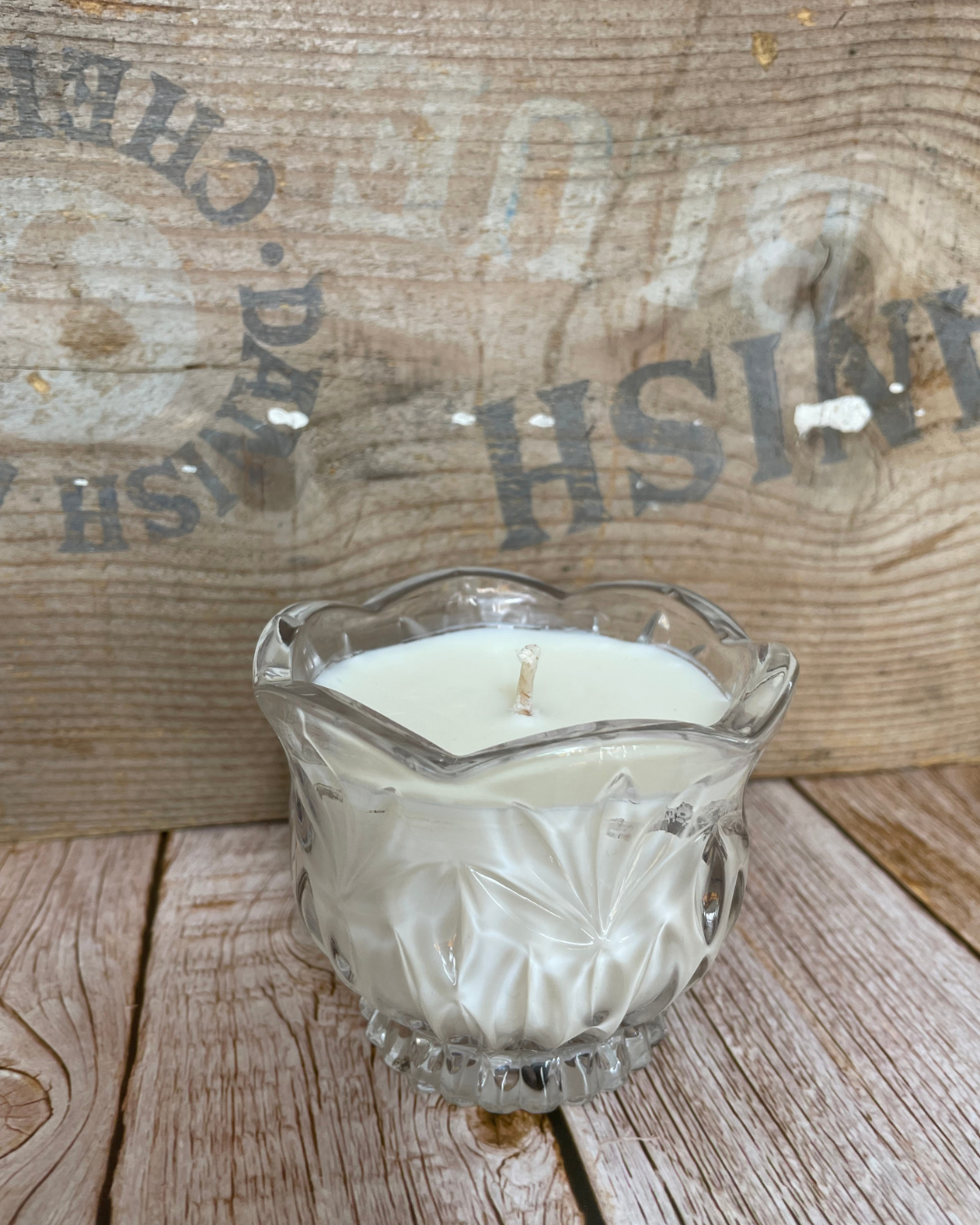 Vanilla Dreams | Natural Soy Candle in a Vintage Glass Candy Dish