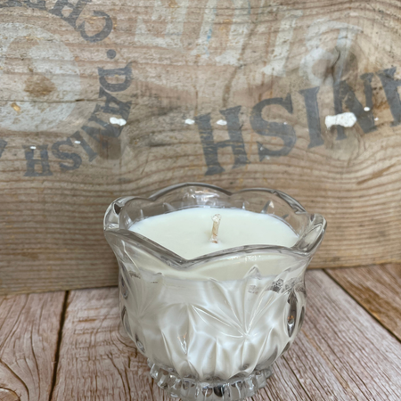 Vanilla Dreams | Natural Soy Candle in a Vintage Glass Candy Dish