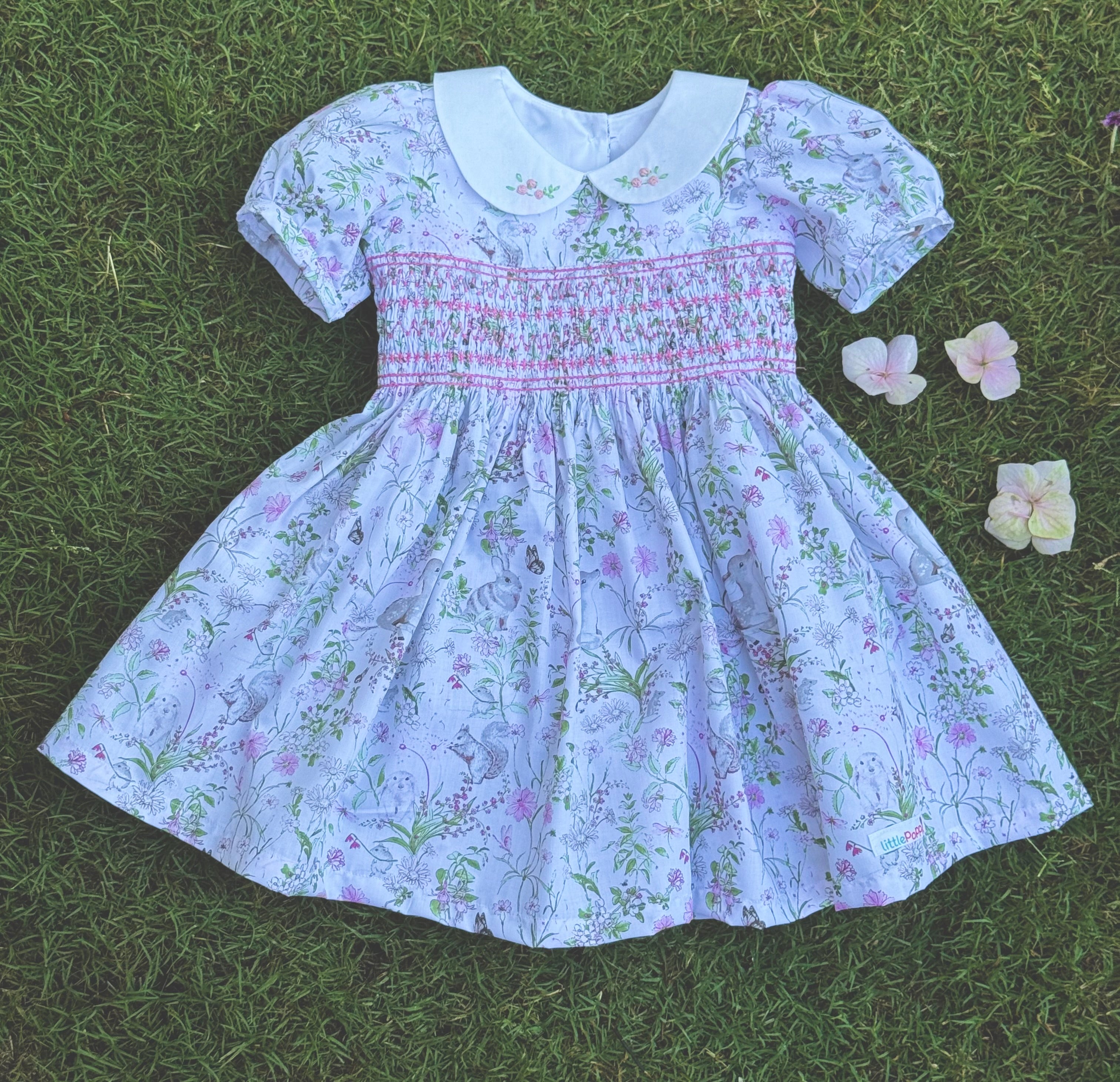 Girls’ Smocked Girl's Dress with Hand Embroidered Collar
