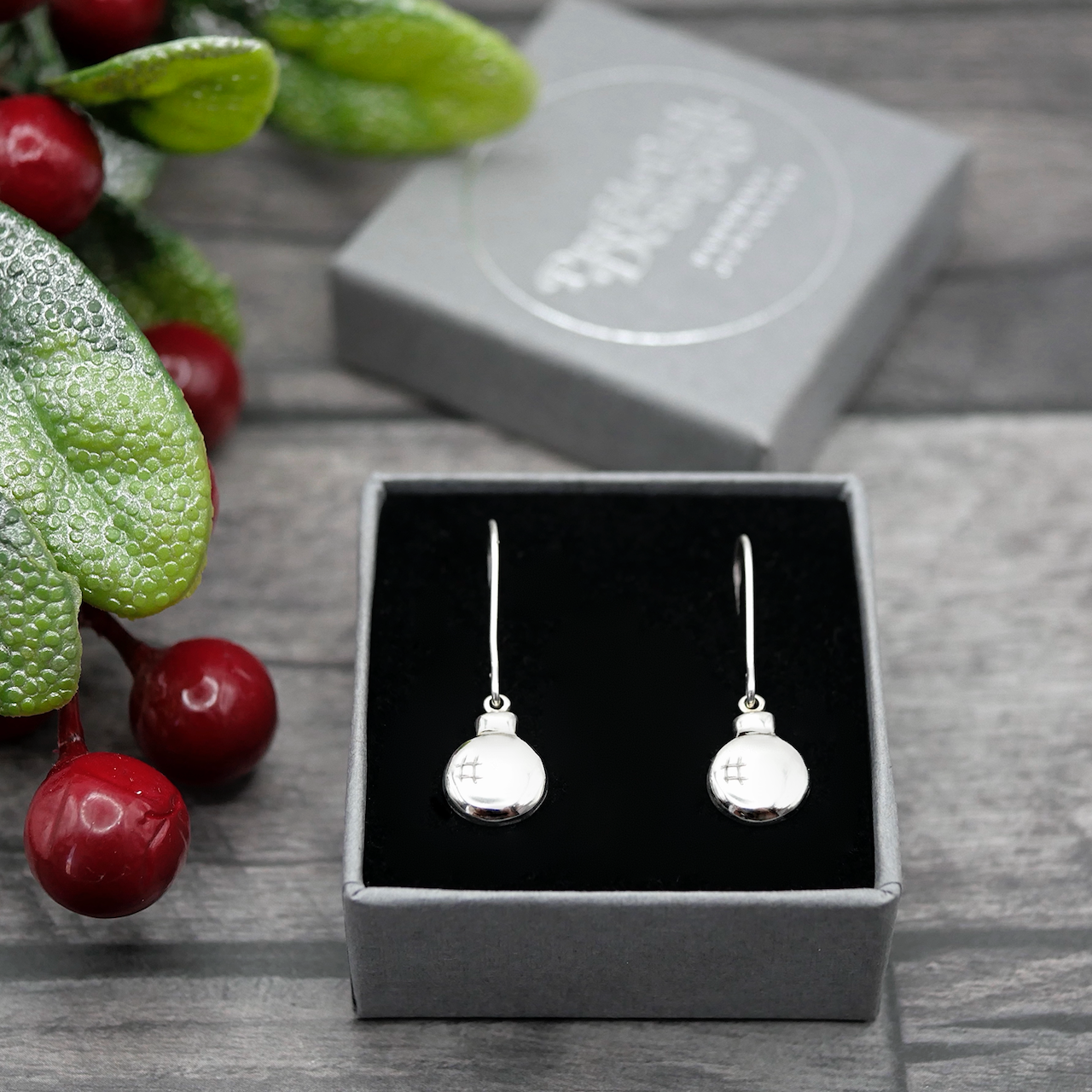 Christmas Baubles - Handmade Sterling Silver Ornament Earrings