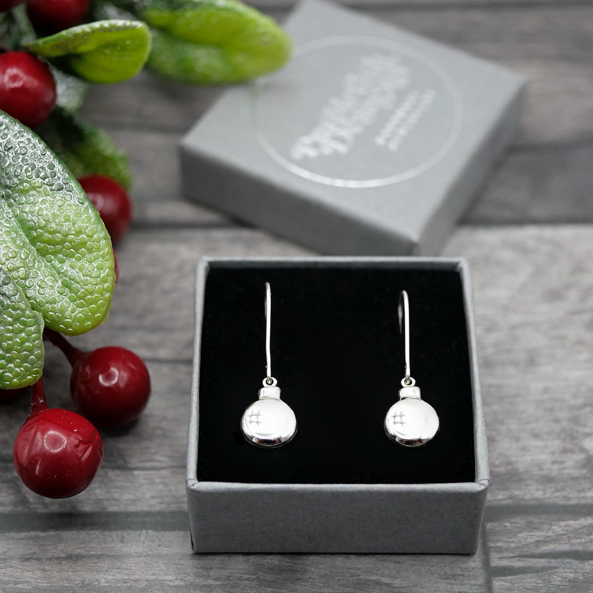 Christmas Baubles - Handmade Sterling Silver Ornament Earrings