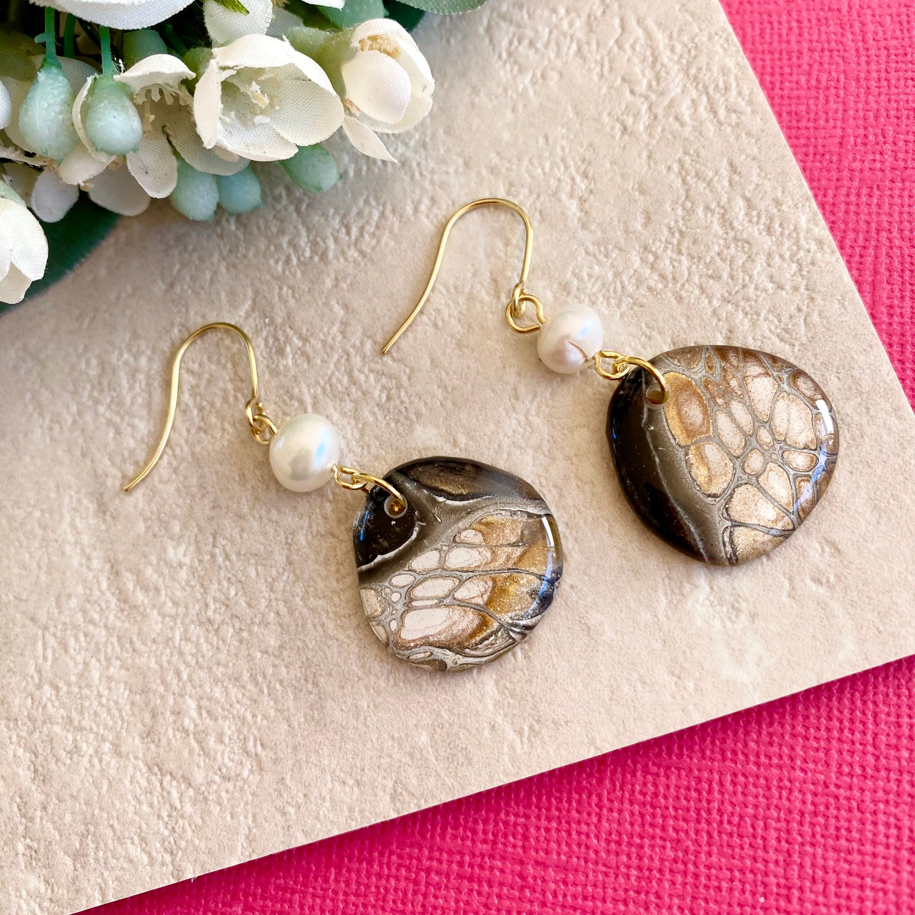 Freshwater Pearls and Art Earrings