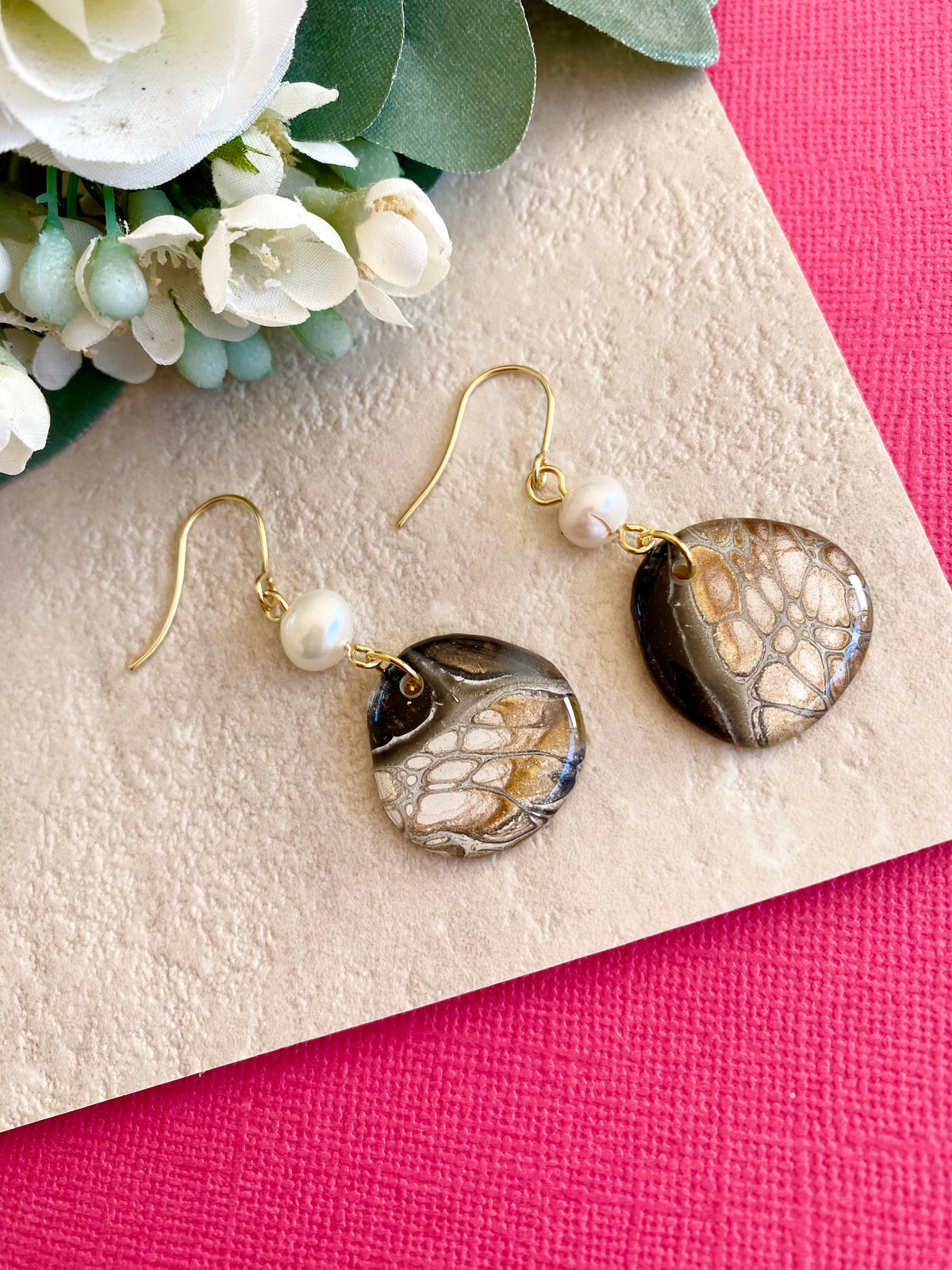 Freshwater Pearls and Art Earrings
