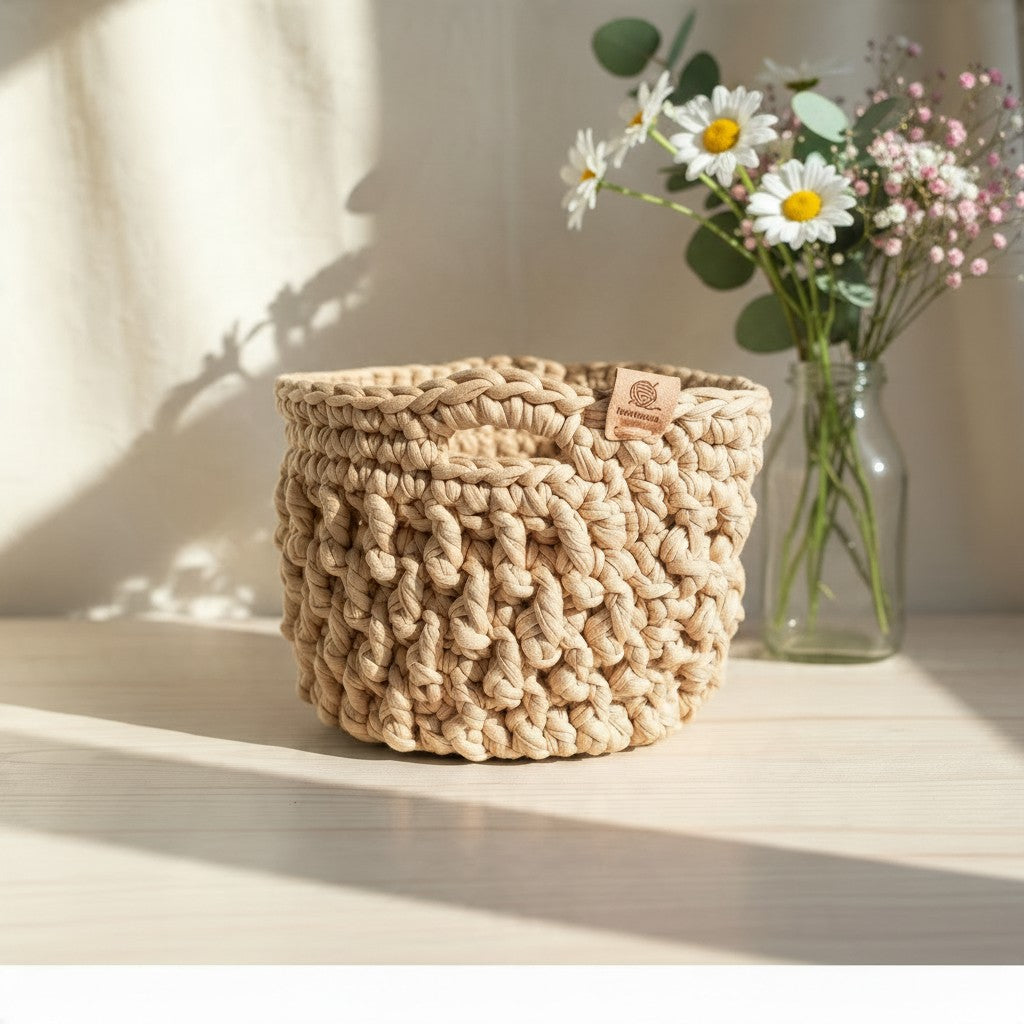 Crochet Storage Basket, Coastal Home Decor, Bathroom Storage, Nursery Organiser
