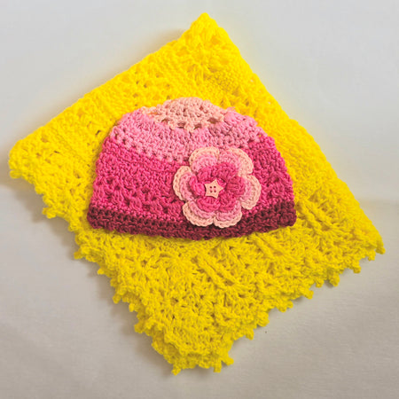 Pink Crocheted Bamboo Yarn Baby Hat