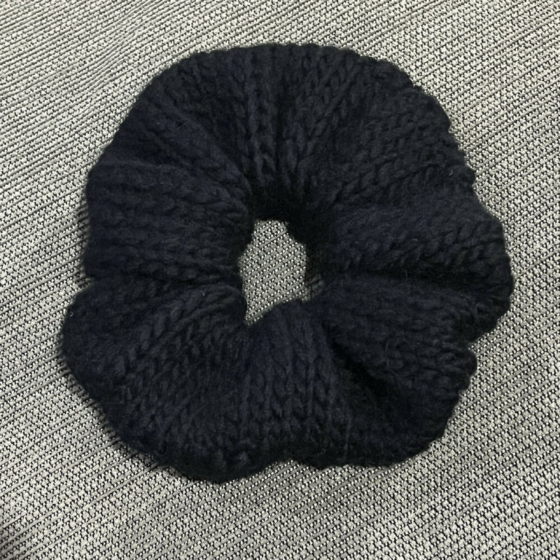 Hand knitted wool scrunchie