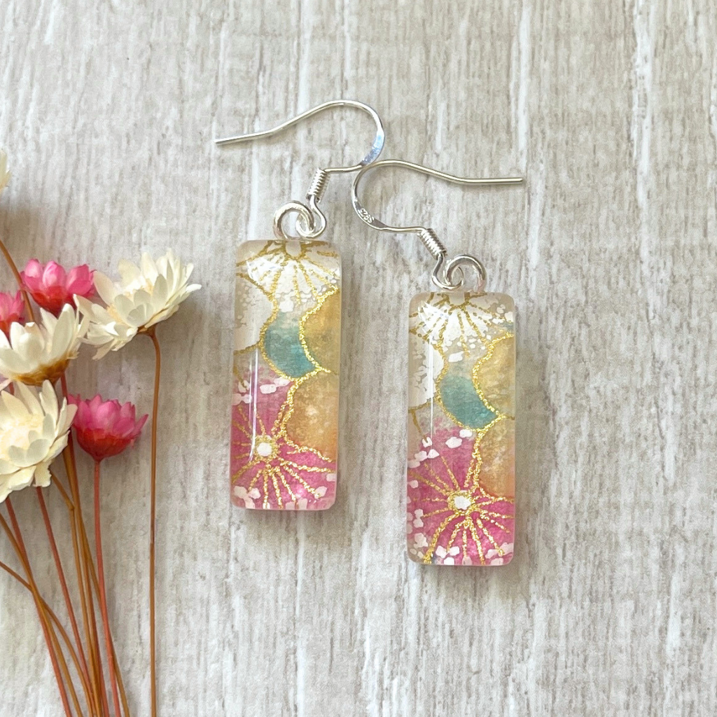 Pink Floral Earrings • Glow in these Handmade Earrings • One of A Kind
