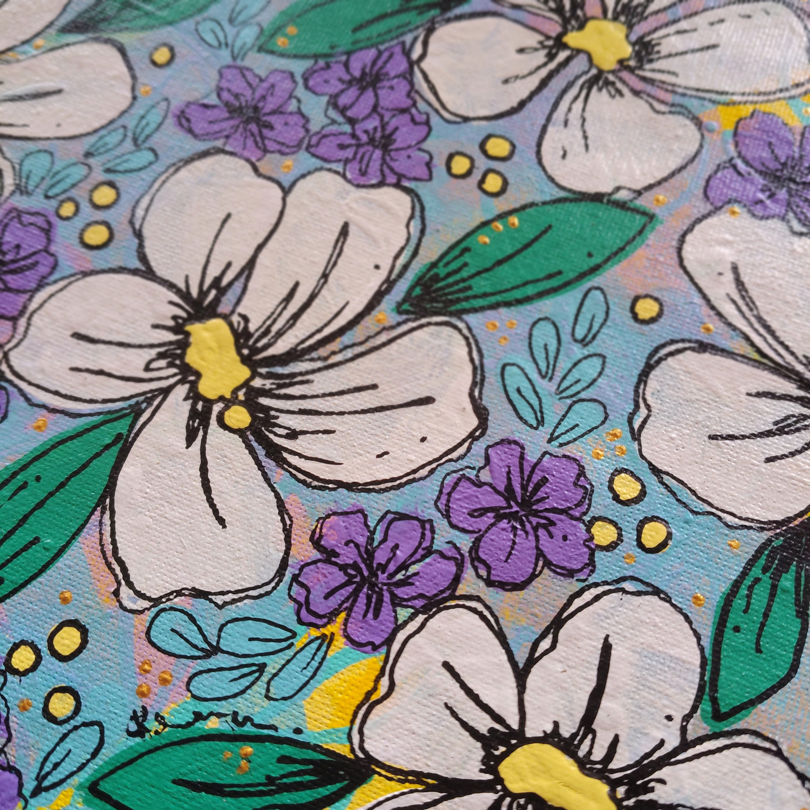 A4 Origianl Art - "Playing with Flowers" - Series 2 - Abstract Art