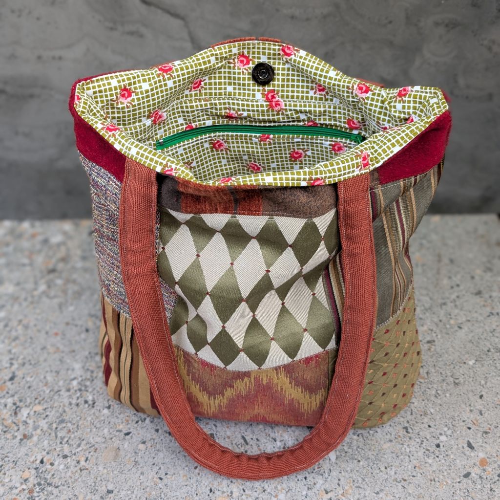 Patchwork tote with zip pocket - Evadne