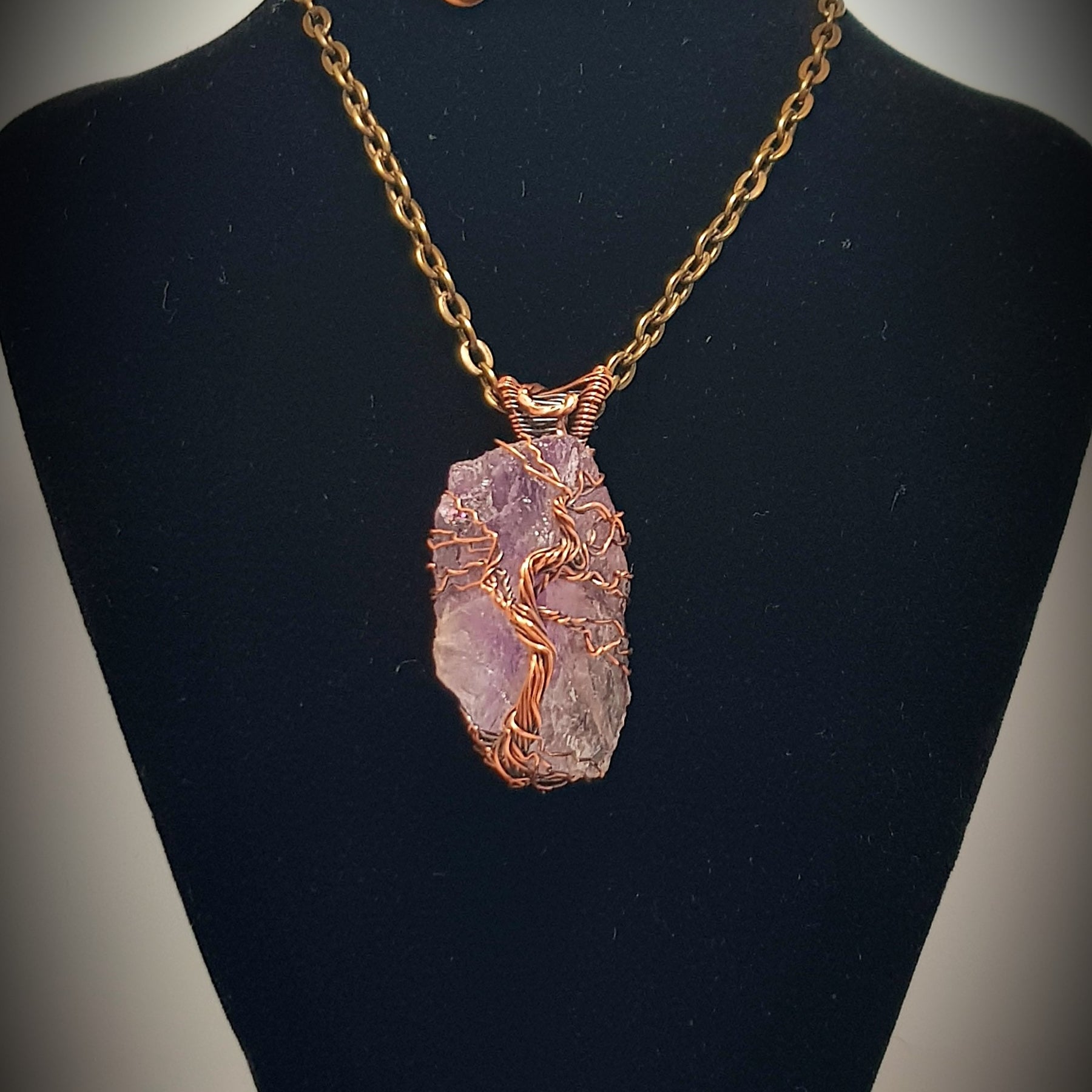 Amethyst stone Pendant with tree of life #698 AM/N