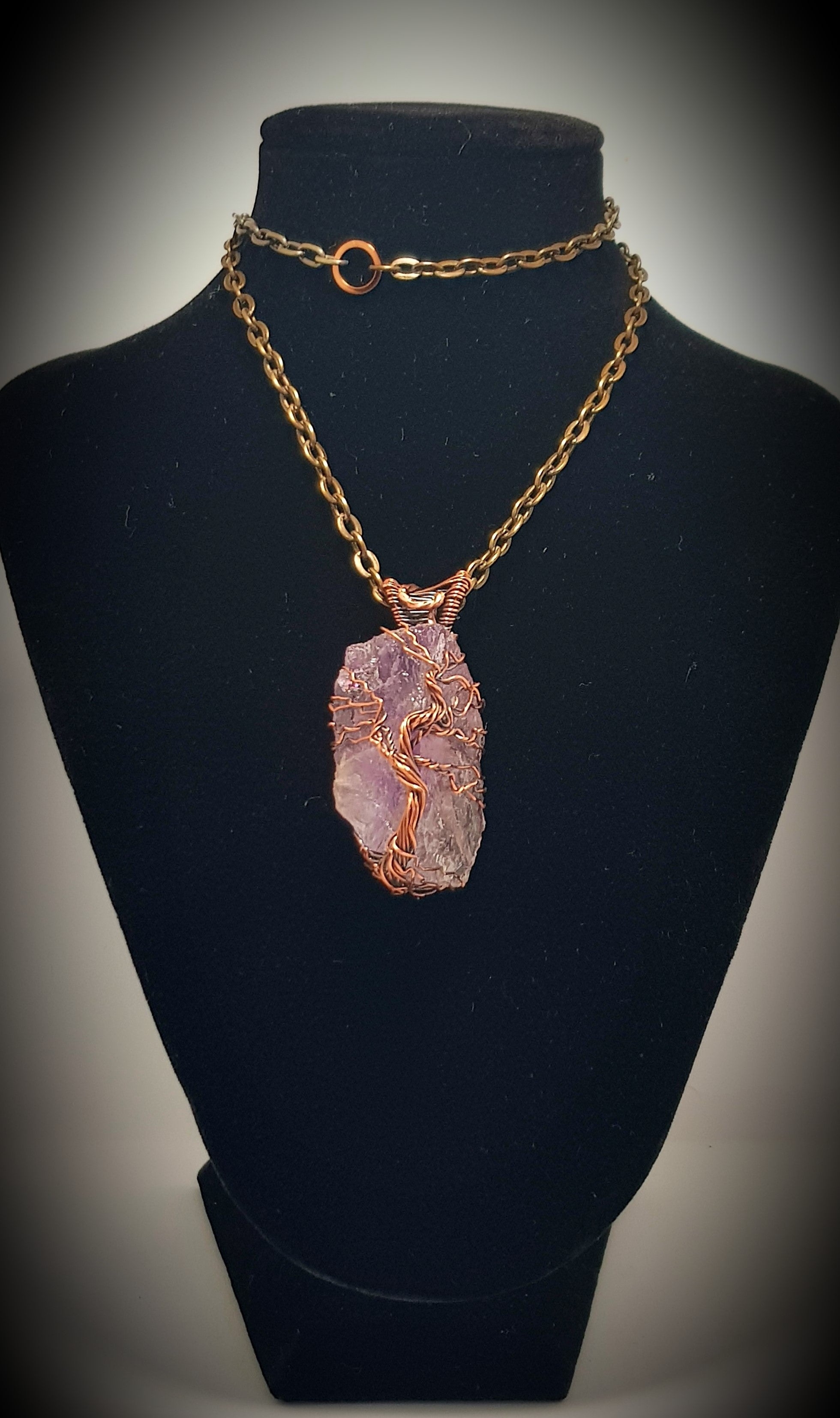 Amethyst stone Pendant with tree of life #698 AM/N