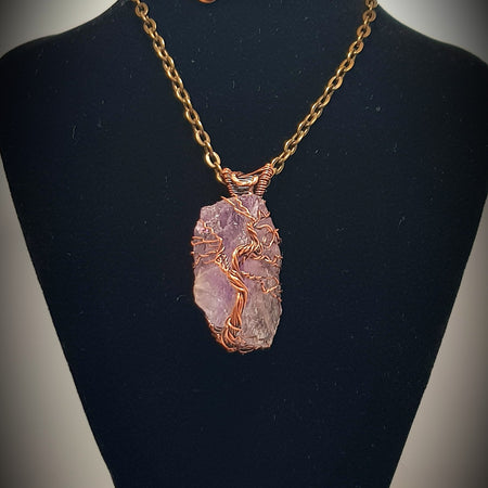 Amethyst stone Pendant with tree of life #698 AM/N